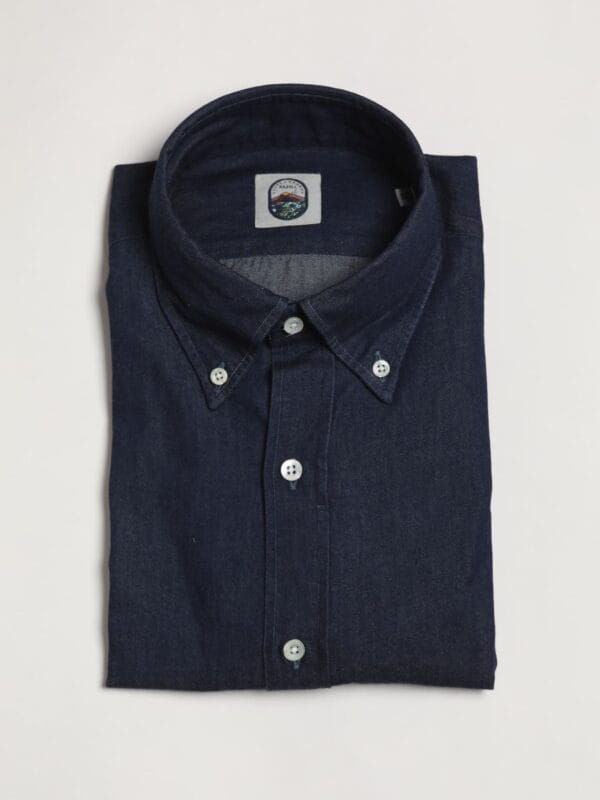 Renzo Button Down Collar Shirt - DARK WASH DENIM