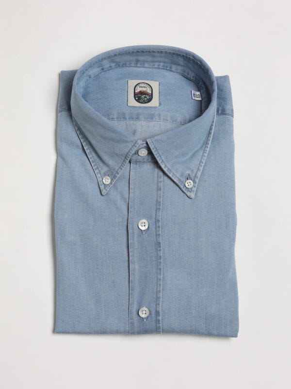 Renzo Button Down Collar Shirt - LIGHT WASH DENIM