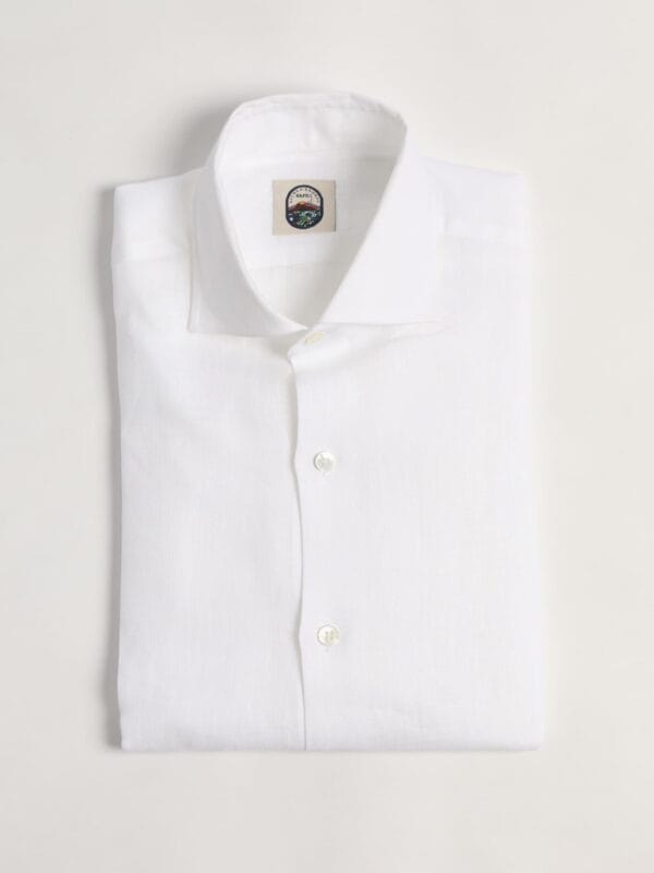 Furio Spread Collar Shirt - WHITE LINEN