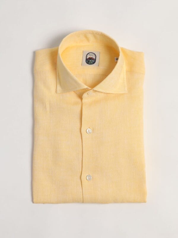 Furio Spread Collar Shirt - YELLOW LINEN