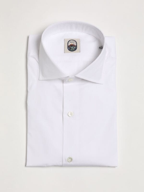 Furio Spread Collar Shirt - WHITE POPELINE