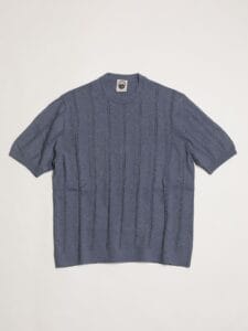 Posidonia – DENIM VERTICAL OPEN-KNIT COTTON TEE