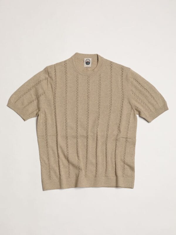 Posidonia – BEIGE VERTICAL OPEN-KNIT COTTON TEE
