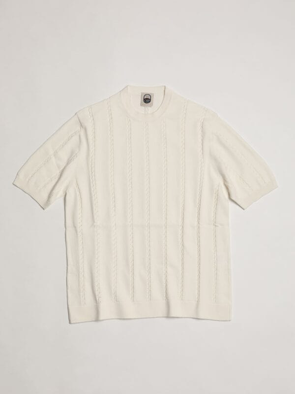 Posidonia – MERINGA VERTICAL OPEN-KNIT COTTON TEE