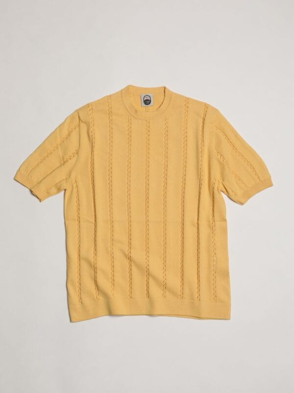 Posidonia – YELLOW VERTICAL OPEN-KNIT COTTON TEE