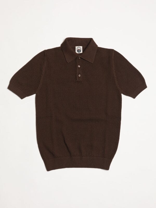 Parthenope  - BROWN COTTON KNIT POLO