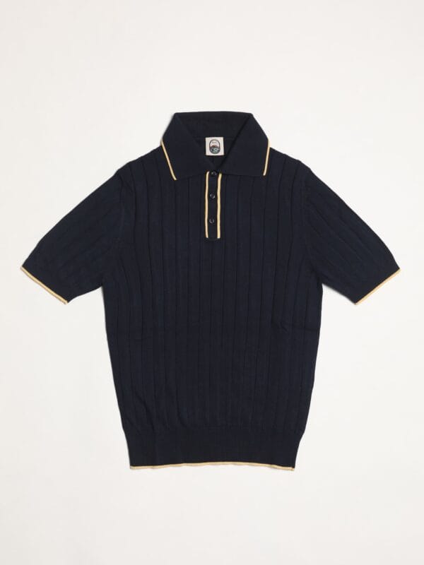 Megaride – NAVY RIBBED COTTON POLO