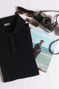 Upstate – NAVY RIBBED COLD WOOL POLO