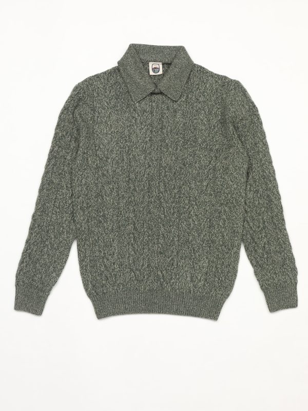 Francis – GREEN WOOL/CASHMERE INTEGRAL COLLAR JUMPER