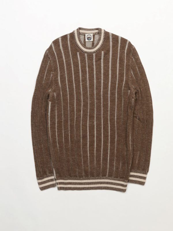 Guido – BROWN/BEIGE WOOL VINTAGE STRIPE CREWNECK