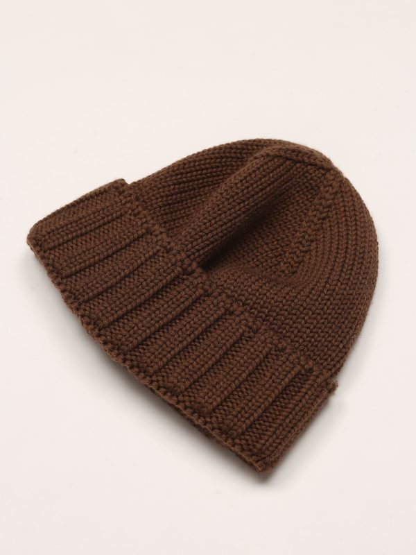 Fulvio - BROWN RIBBED MERINO KNIT CAP