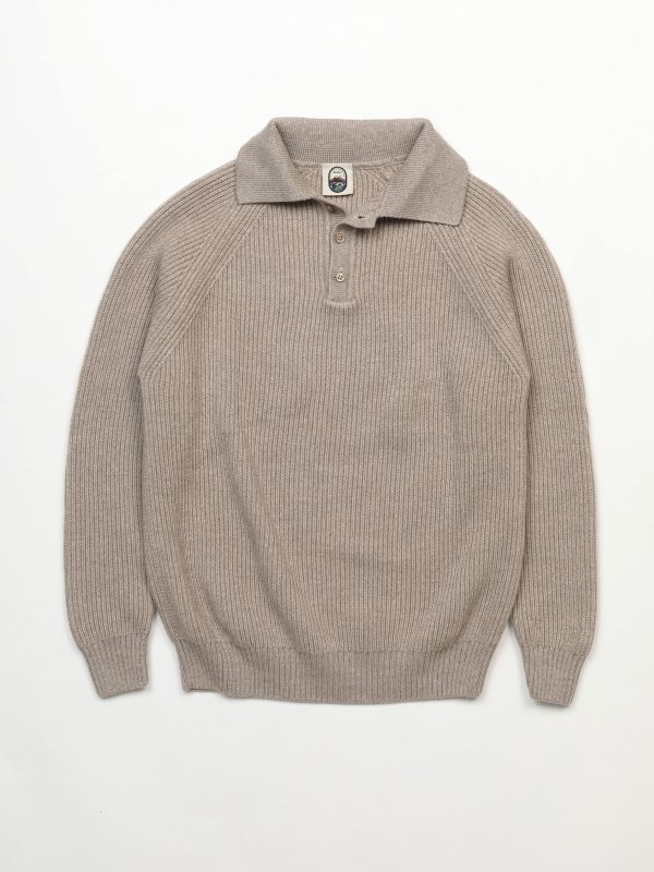 Kent – GREIGE WOOL CHUNKY RAGLAN POLO
