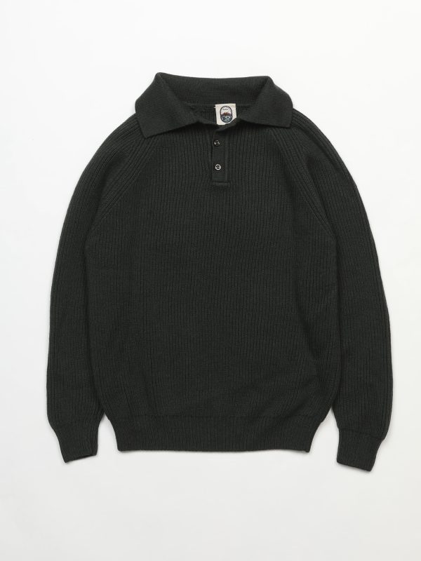 Kent – GREEN WOOL CHUNKY RAGLAN POLO
