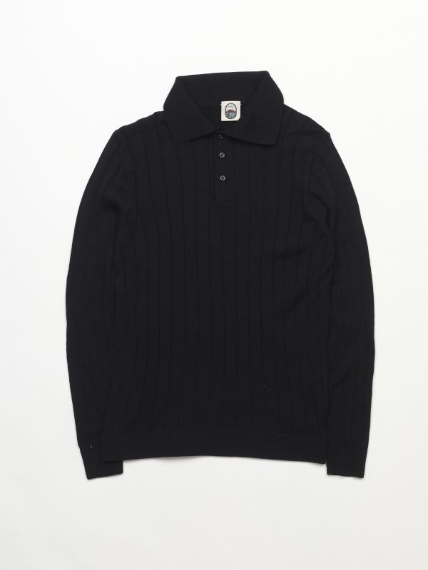 Upstate Lungo – NAVY RIBBED COLD WOOL POLO