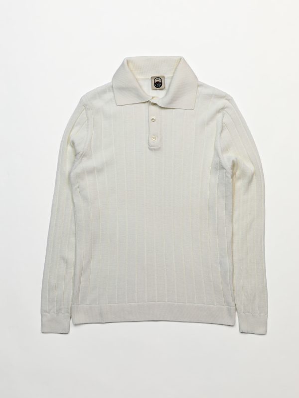Upstate Lungo – OFF WHITE RIBBED COLD WOOL POLO
