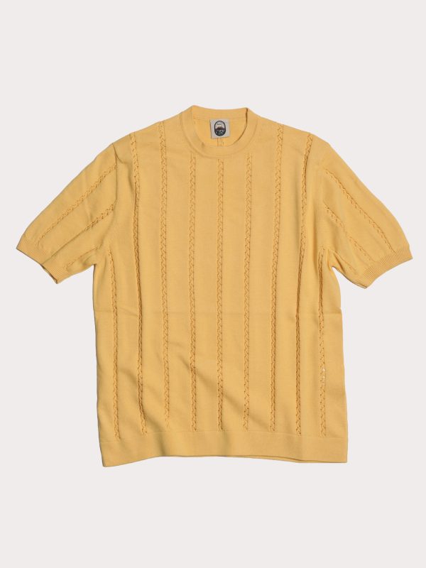 POSIDONIA – YELLOW OPEN-KNIT COTTON T-SHIRT