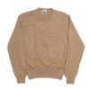 Front view of the NR NAPOLI CIRO caramel Cashwool crewneck with half English rib knitting, long sleeves and a wide ribbed hem.