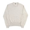 Front view of the NR NAPOLI CIRO greige Cashwool crewneck with half English rib knitting, long sleeves and a wide ribbed hem.