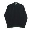 Front view of the NR NAPOLI GUIDO navy crewneck with green vertical stripes and contrasting details at the neckline, cuffs and hem.