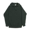 Front view of the NR NAPOLI KENT green mélange Cashwool polo with English rib knitting, long raglan sleeves, a ribbed collar, cuffs and hem.