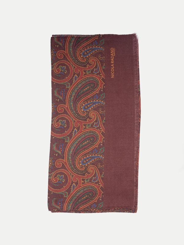 Classic Paisley Wool/Silk Scarf – Terra Red