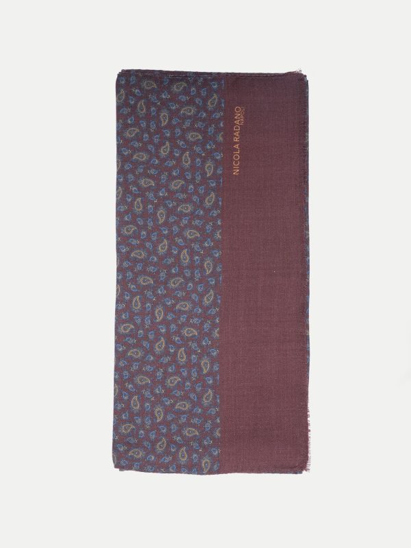 Micro Paisley Wool/Silk Scarf – Deep Burgundy
