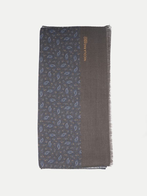 Micro Paisley Wool/Silk Scarf – Brown