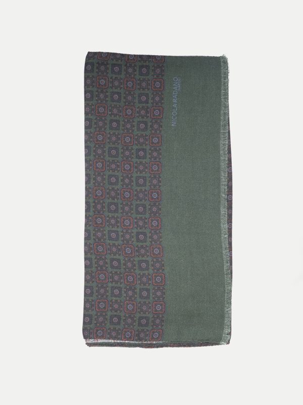 Micro Square Wool/Silk Scarf – Forest Green