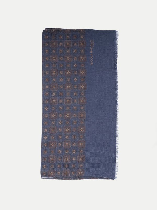 Micro Square Wool/Silk Scarf – Navy Blue