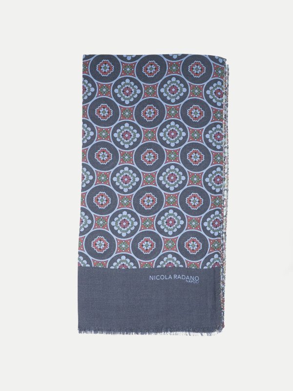 Vintage Circle Wool/Silk Scarf – Dusty Blue