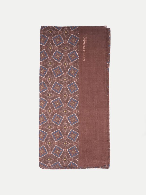 Star Medallion Wool/Silk Scarf – Red