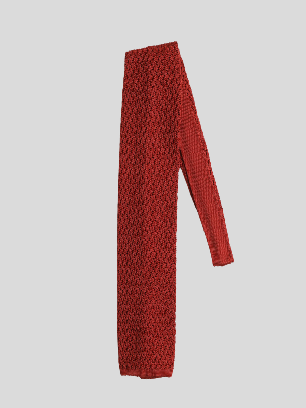 Zigzag Knit Tie - Rosso