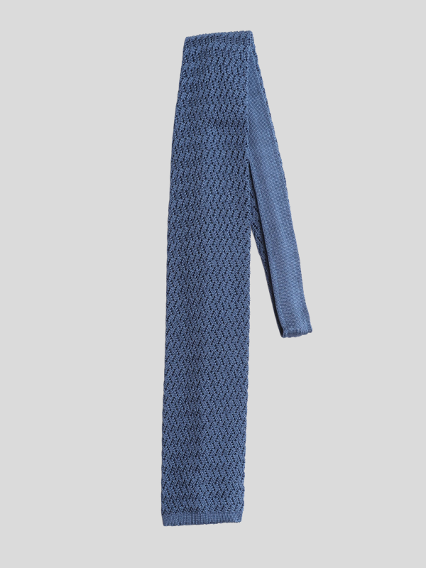 Zigzag Knit Tie - Azzurro