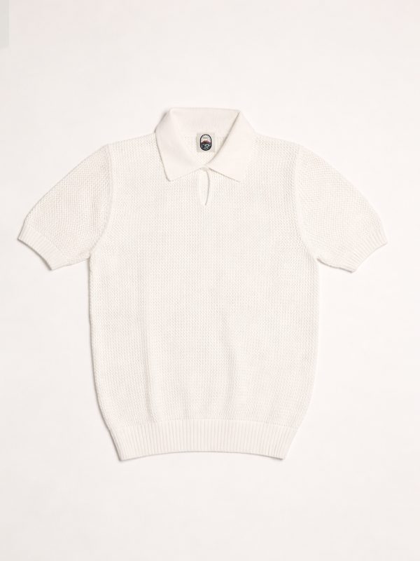 Vesuvio – Meringa Cotton Crochet Knit Polo