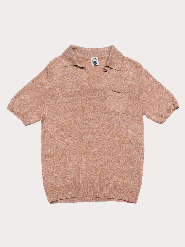 Joel - Terracotta Linen Cotton Knit Polo