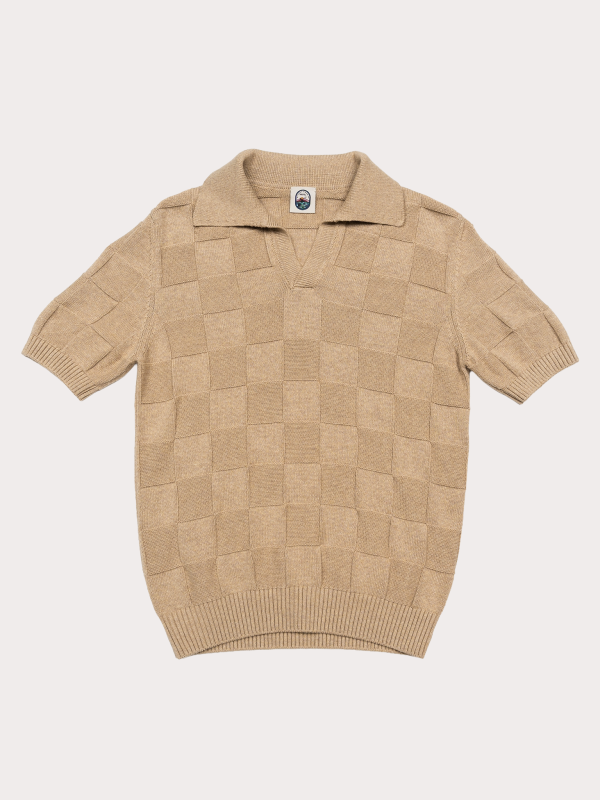 Borgo - Beige Cotton Textured Knit Polo