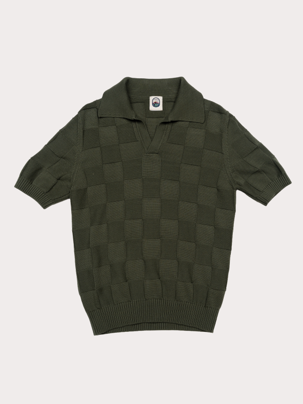 Borgo - Green Cotton Textured Knit Polo