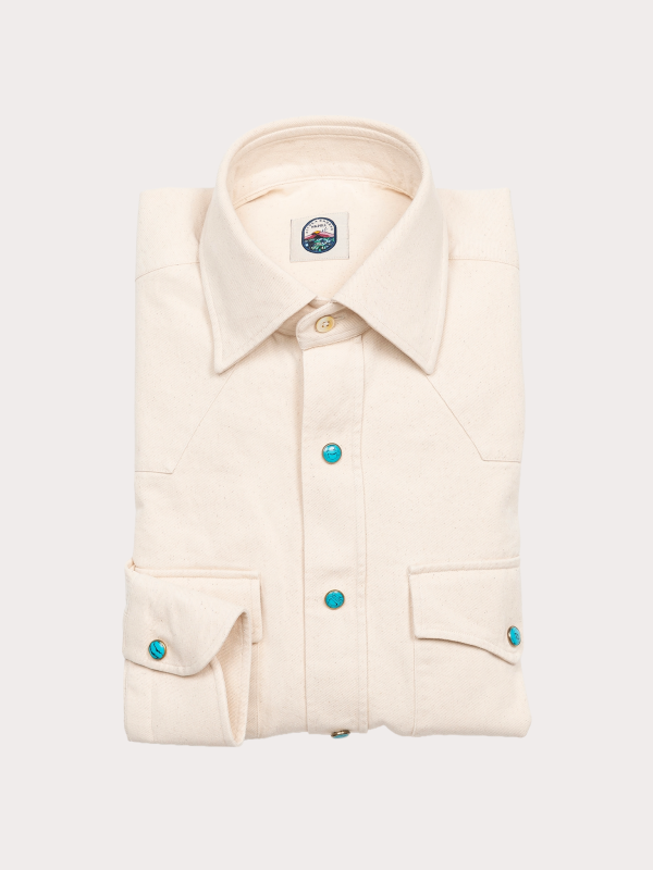 Texana Napoletana - Ecru StoneWashed Denim Western Shirt