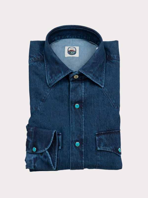 Texana Napoletana - Indaco StoneWashed Denim Western Shirt