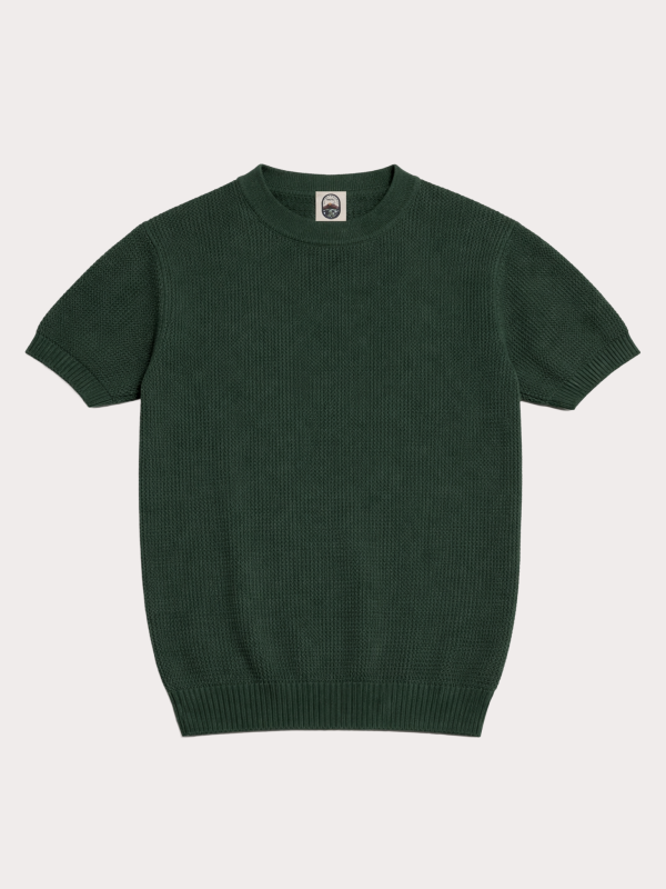 Baia – Green Cotton Crochet Knit T-Shirt