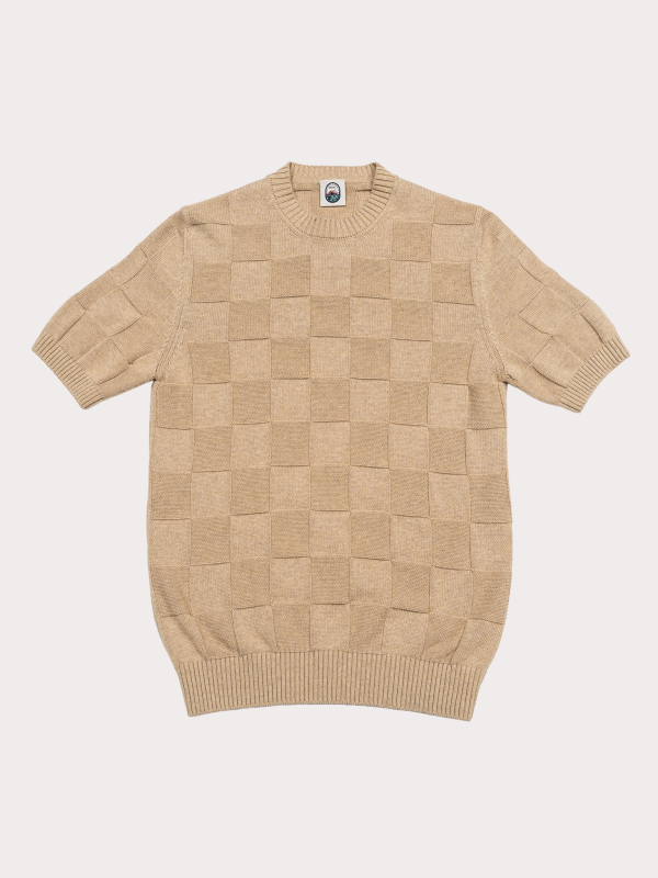 Vico - Beige Cotton Textured Knit T-Shirt