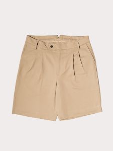 NRP Mod. PANTALONCINO – Beige Cotton Pleated Shorts