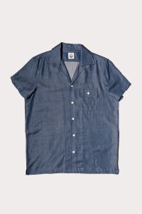 VACANZA – Indigo Blue Lyocell Camp Collar Shirt