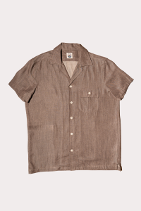 VACANZA – Tobacco Brown Lyocell Camp Collar Shirt