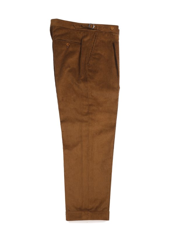 NR Napoli NRP Mod. 1 tobacco corduroy trousers, full-length front view.