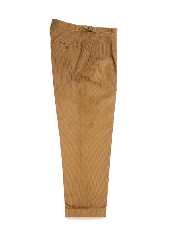 NR Napoli NRP Mod. 1 camel corduroy trousers, full-length front view.