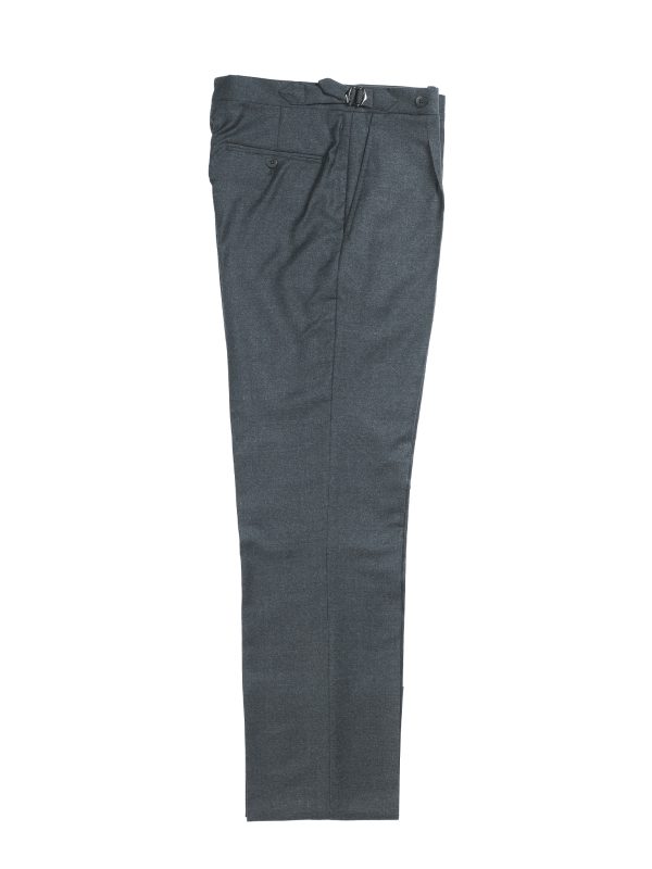 NR Napoli NRP Mod. 1 charcoal gray flannel trousers, full-length front view with single pleats.