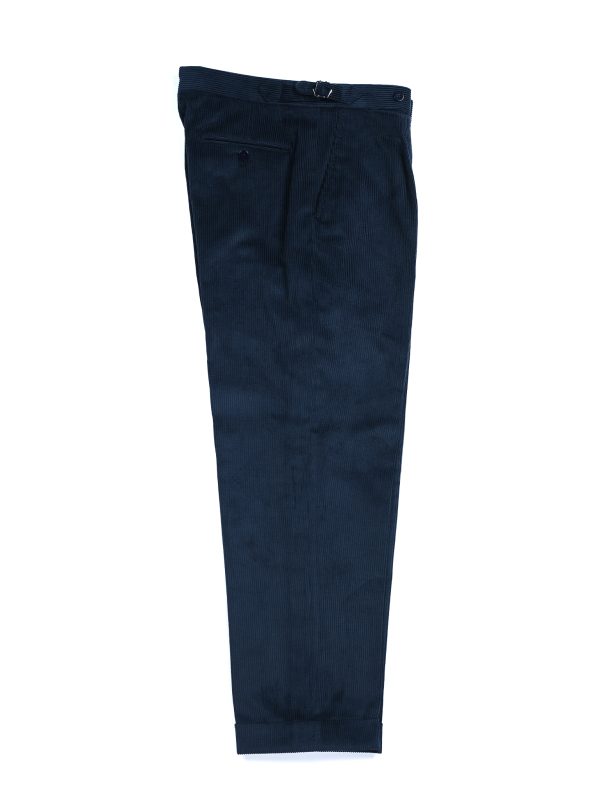 NR Napoli NRP Mod. 1 navy corduroy trousers, full-length front view.