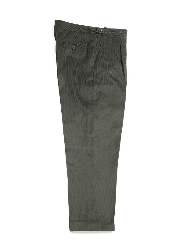 NR Napoli NRP Mod. 1 olive corduroy trousers, full-length front view.
