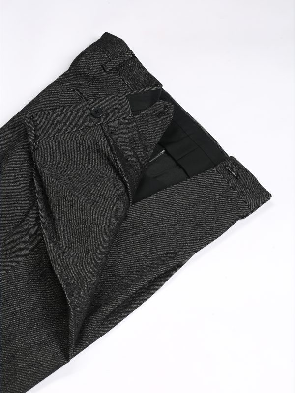 NR Napoli NRP Mod. 3 black denim trousers with open waistband, showing the interior construction and denim texture.